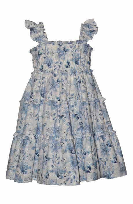 Kids' Flutter Sleeve Eyelet Tiered Dress