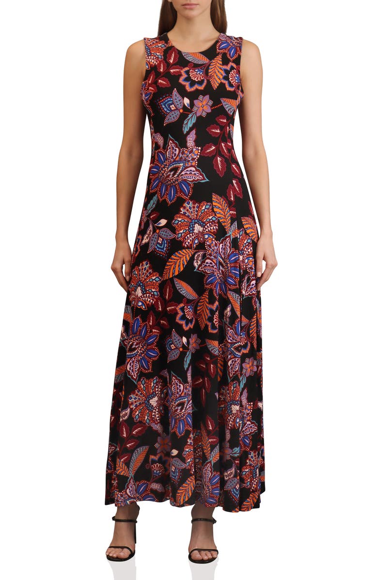 Avec Les Filles Fit and Flare Maxi Dress, Main, color, Mosiac Floral