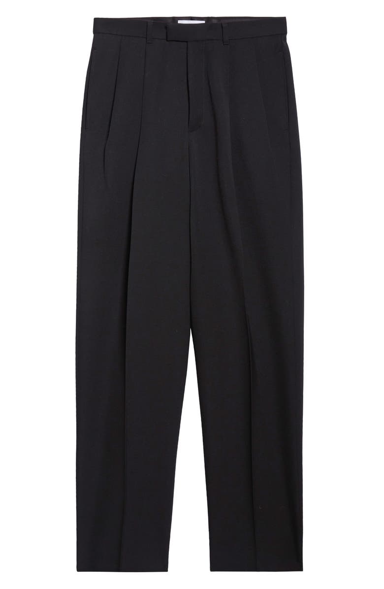 Givenchy Pleated Cotton Pants, Main, color, Black
