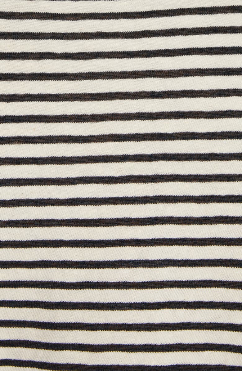 Golden Goose Embroidered Graffiti Stripe Cotton & Linen Long Sleeve T-Shirt, Alternate, color, Ecru/ Mazarine Blue