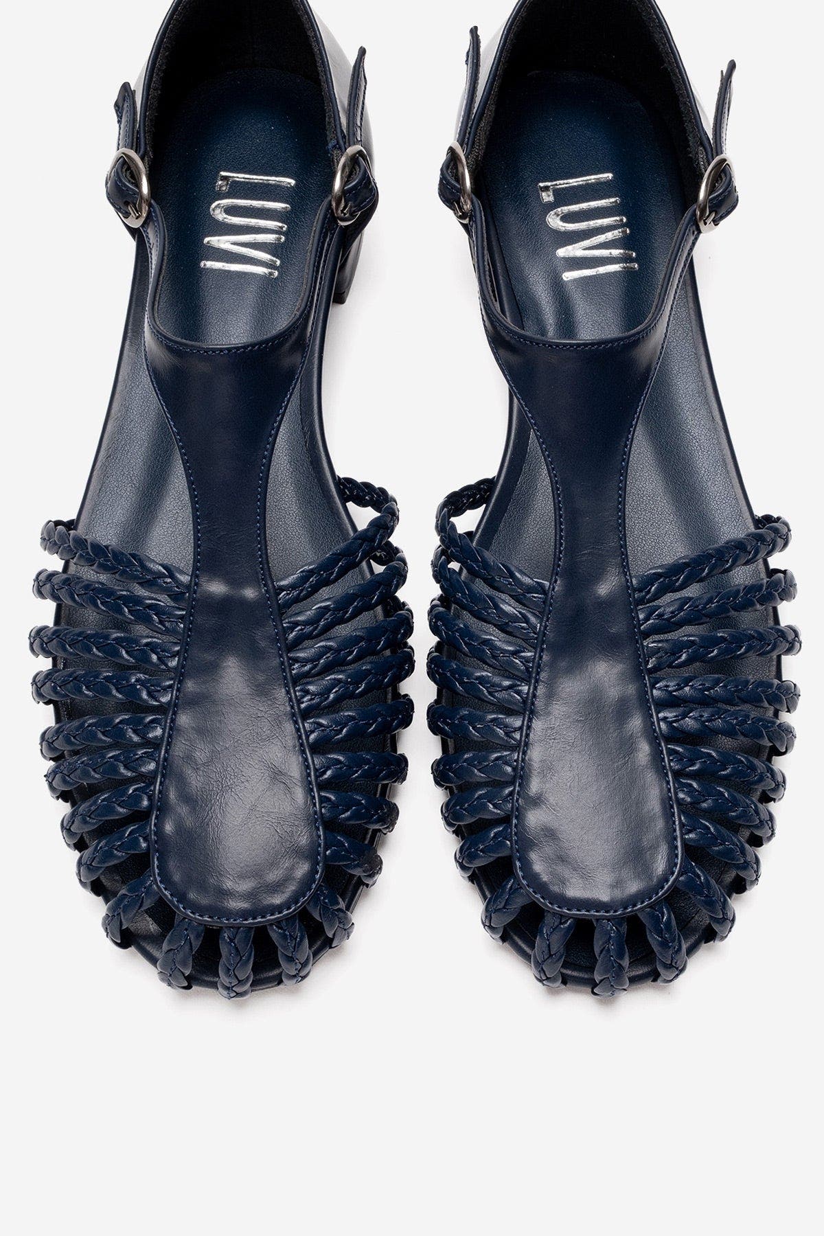 Onos Woven T Strap Sandal, Alternate, color, Navy