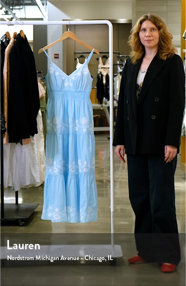 Aviry Embroidered Cotton Midi Sundress, sales video thumbnail