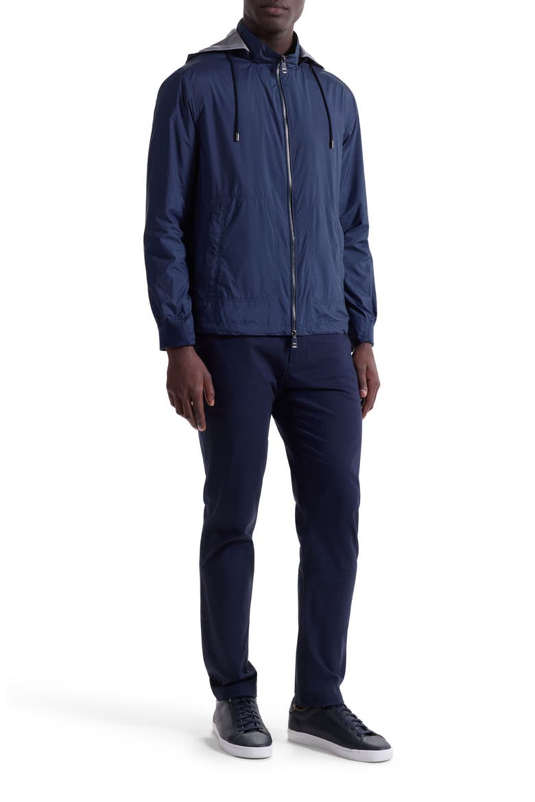 Water Repellent Windbreaker with Removable Drawstring Hood, Alternate, color, NAVY