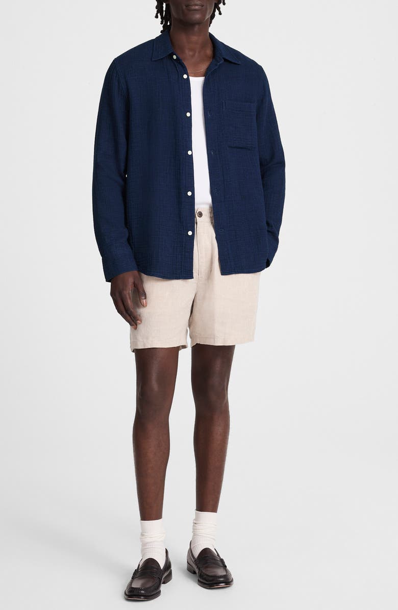 Madewell Indigo Dyed Cotton Button-Up Shirt, Alternate, color, Dark Indigo