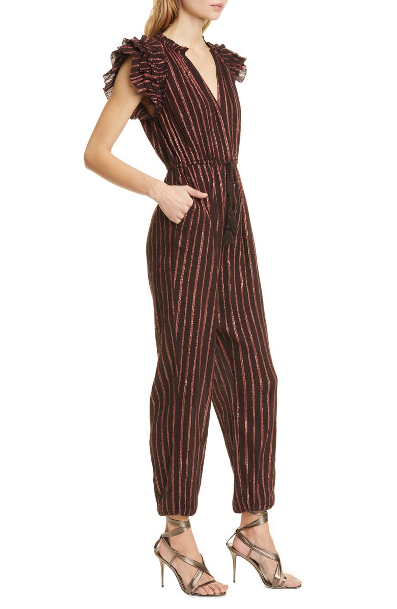 Ulla Johnson Elio Metallic Stripe Jumpsuit, Alternate, color, 