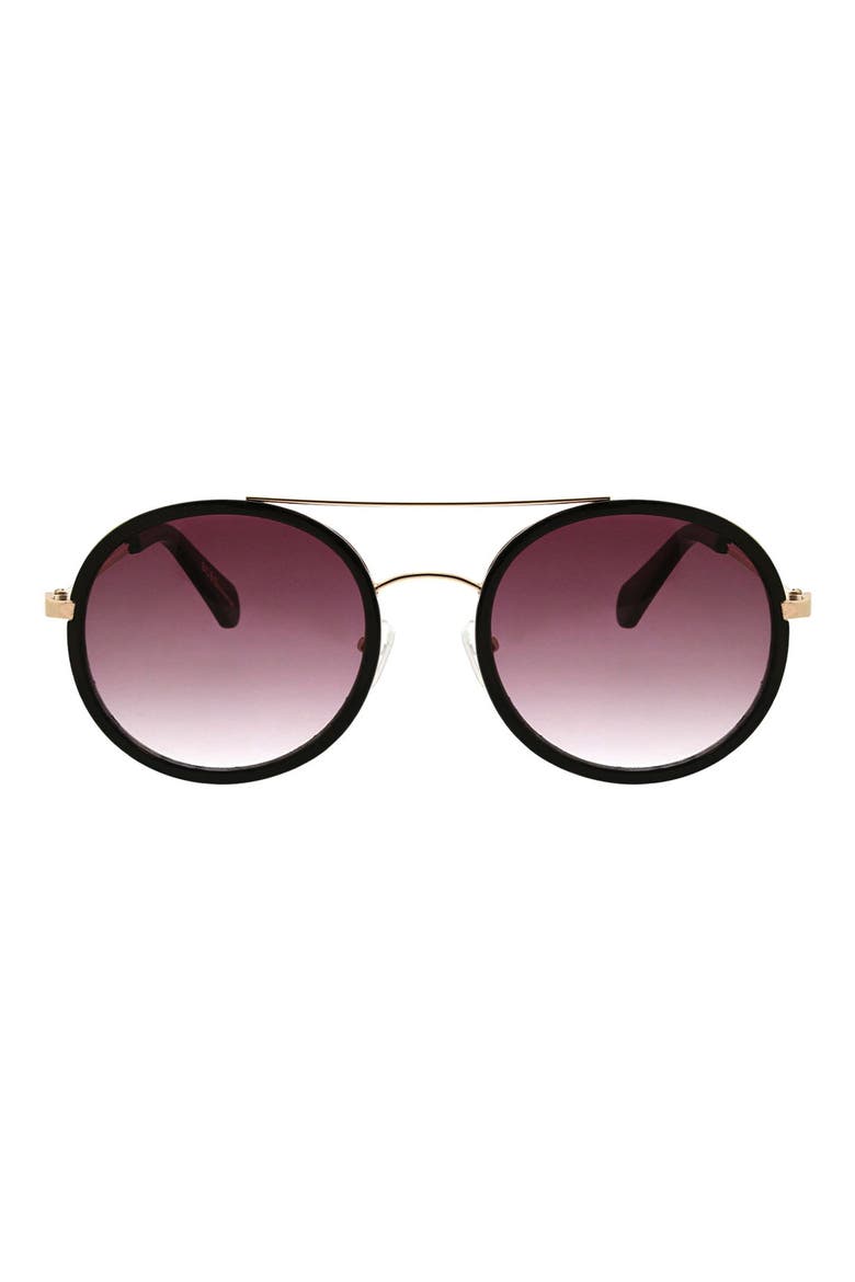 57mm Round Aviator Sunglasses, Main, color, GOLD/BLACK