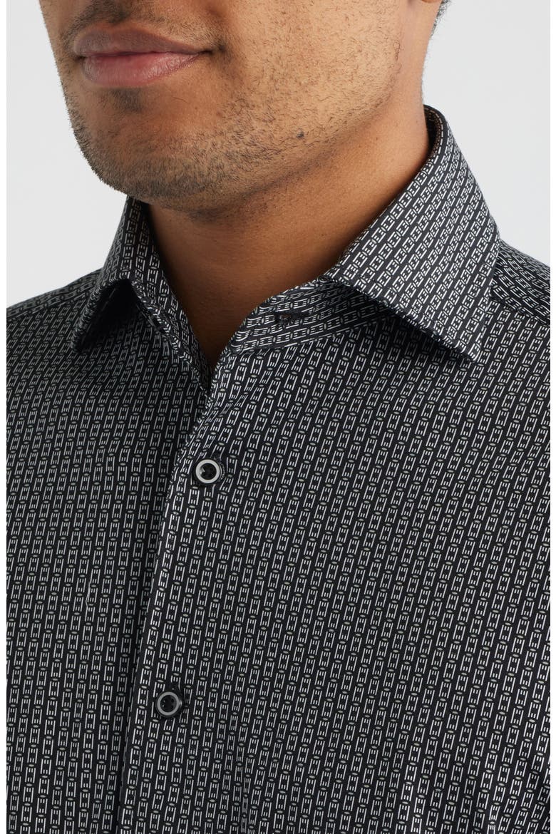 Devon OoohCotton® Geometric Button-Up Shirt, Alternate, color, BLACK