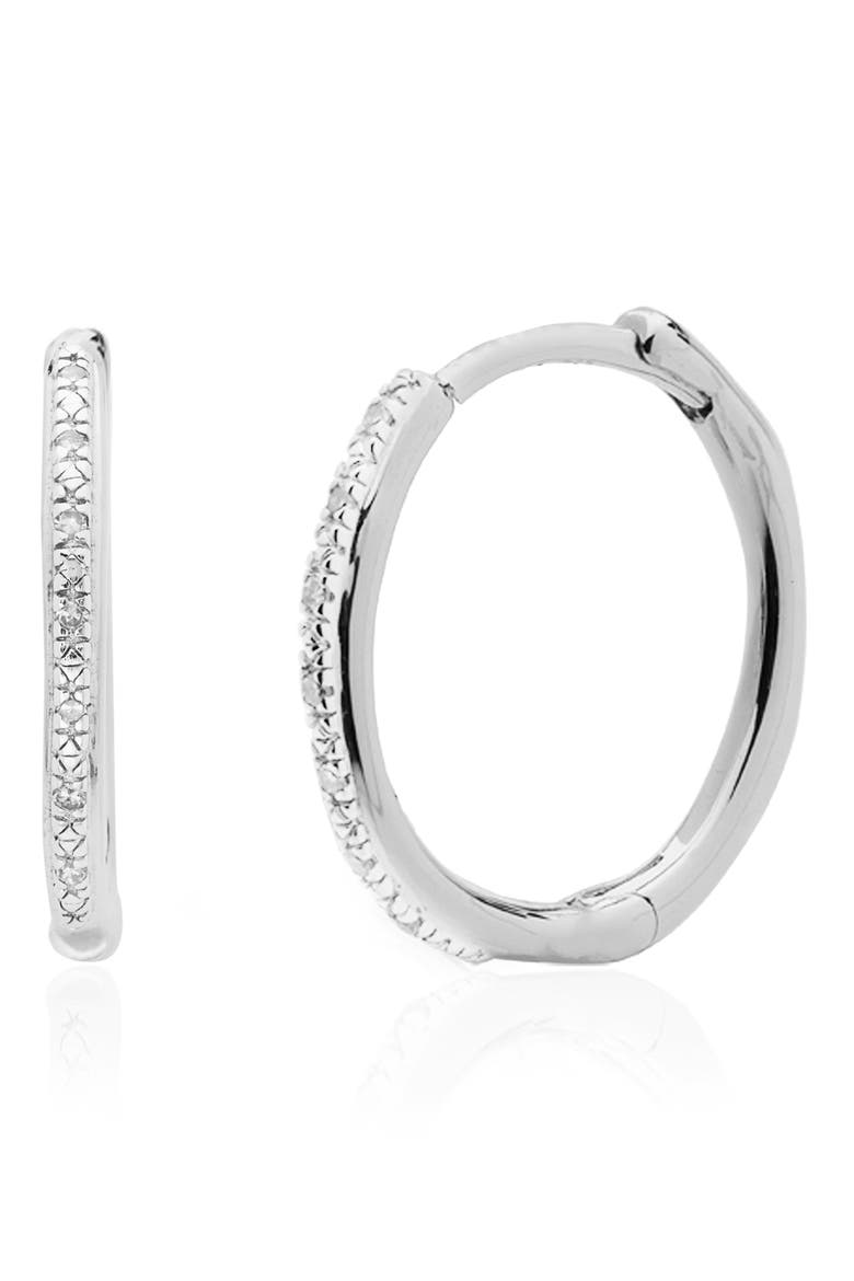 Small Riva Wave Diamond Hoop Earrings, Main, color, SILVER