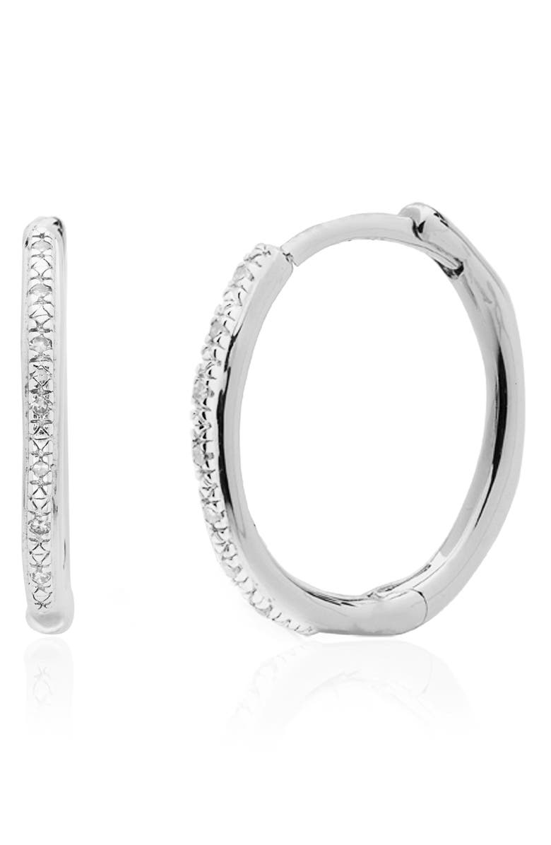 Monica Vinader Small Riva Wave Diamond Hoop Earrings, Main, color, Silver