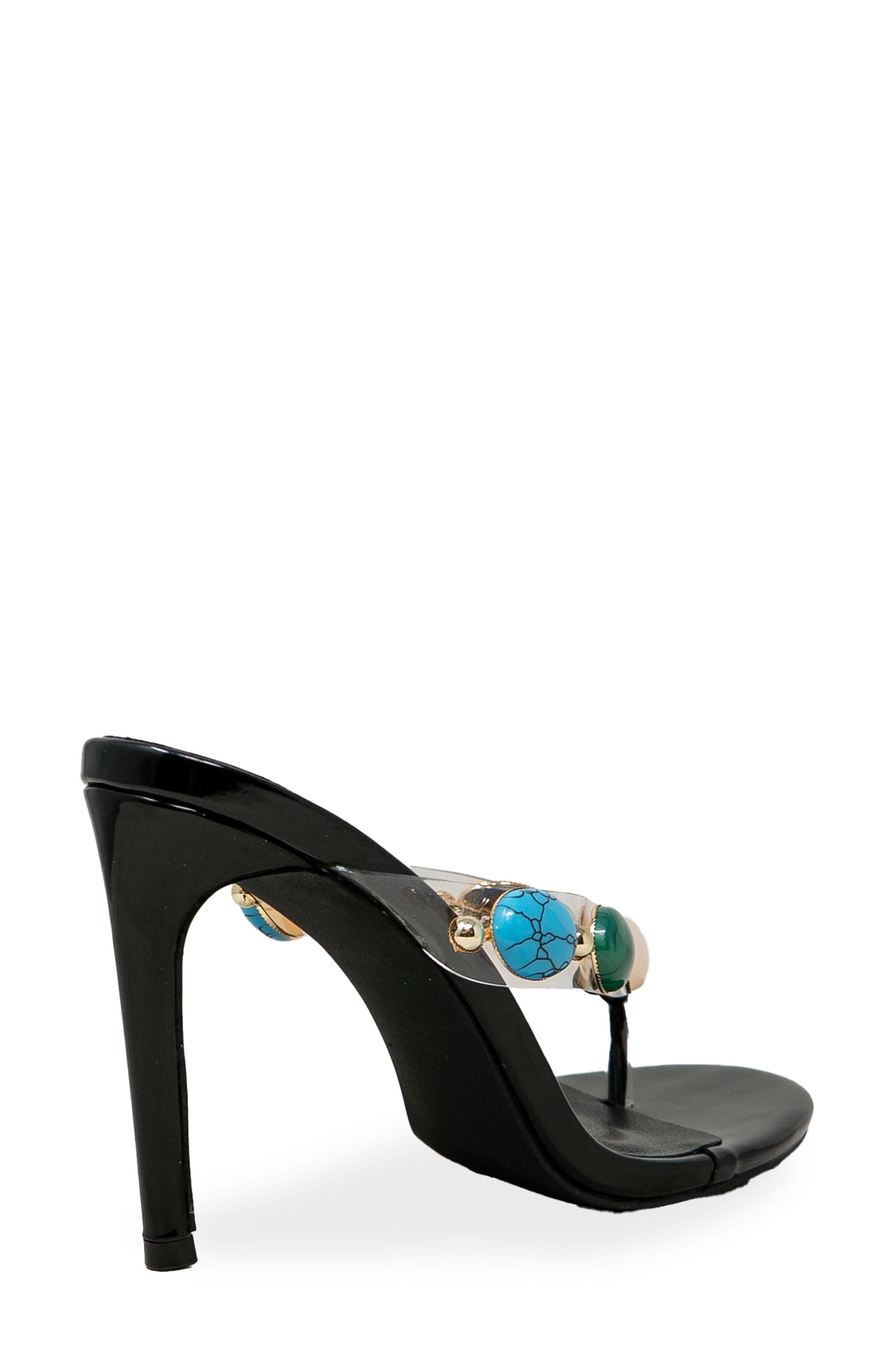 CHASE AND CHLOE Beaded Strap Sandal, Alternate, color, Black Patent