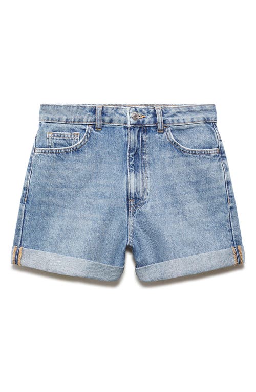 Mango High Waist Mom Fit Denim Shorts In Blue