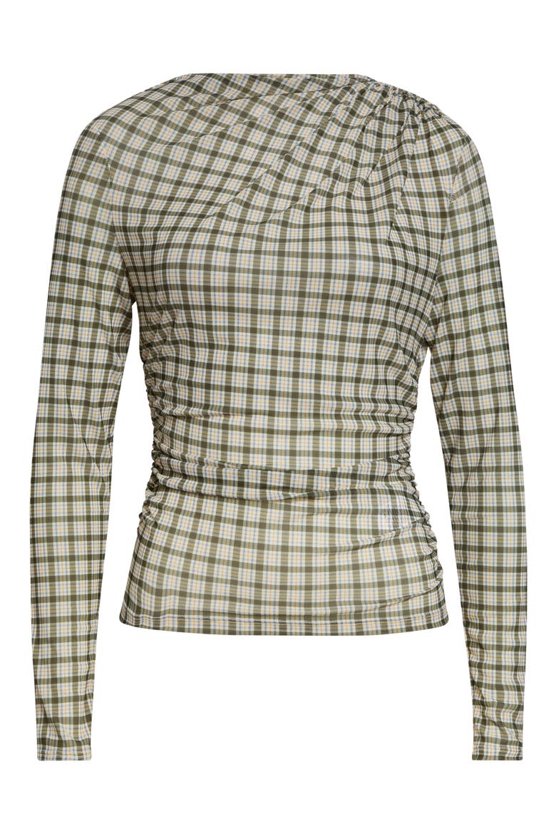 Nuvina Check Ruched Top, Main, color, LODEN MULTI
