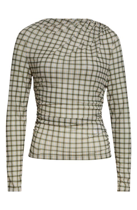 Nuvina Check Ruched Top