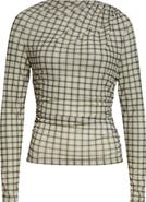 Veronica Beard Nuvina Check Ruched Top