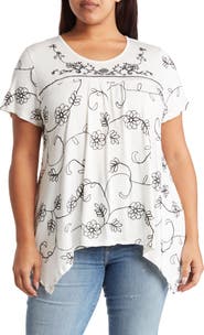 Forgotten Grace Floral Sharkbite Hem T-Shirt