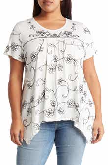 Forgotten Grace Floral Sharkbite Hem T-Shirt
