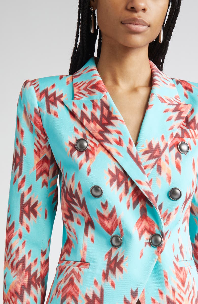 L'AGENCE Marie Double Breasted Cotton Blazer, Alternate, color, 