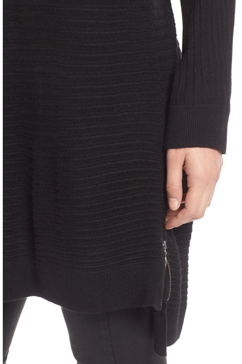 Side Zip Tunic Sweater, Alternate, color, BLACK