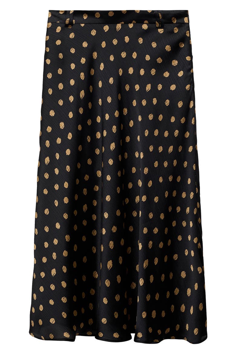 Polka Dot Midi Skirt, Main, color, BLACK