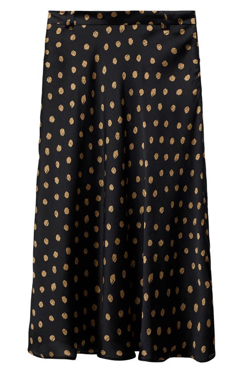 Mango Polka Dot Midi Skirt In Black