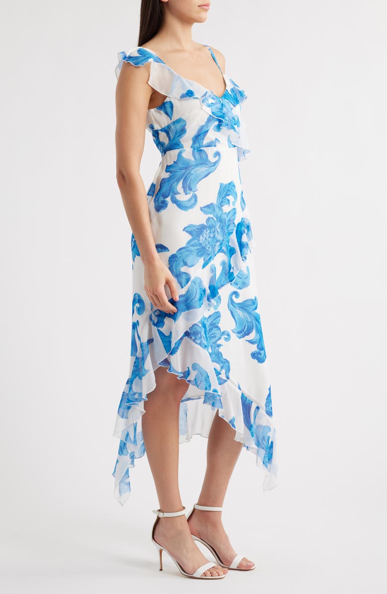 Sam Edelman Scroll Print Asymmetric Dress, Alternate, color, Blue/ White