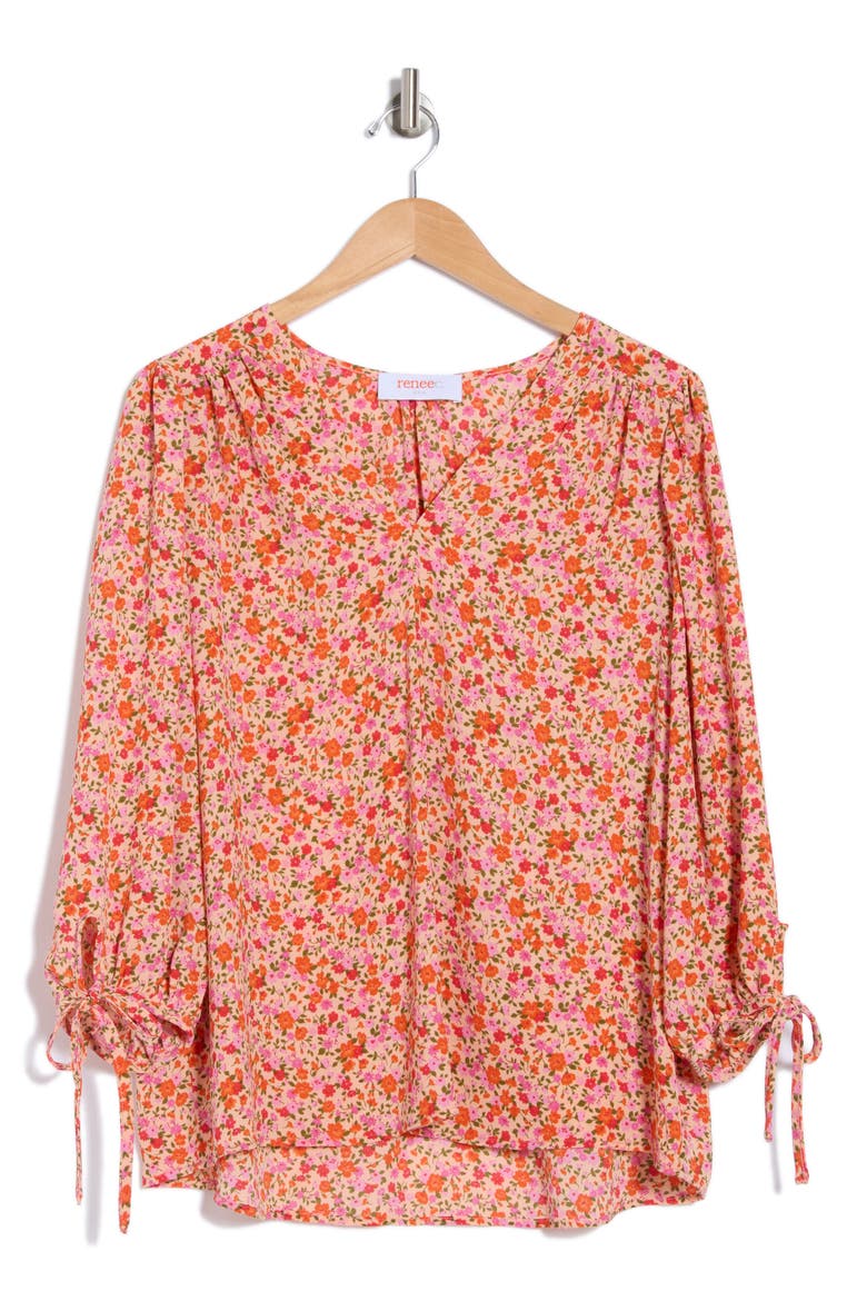 Floral Balloon Sleeve Top, Alternate, color, PINK
