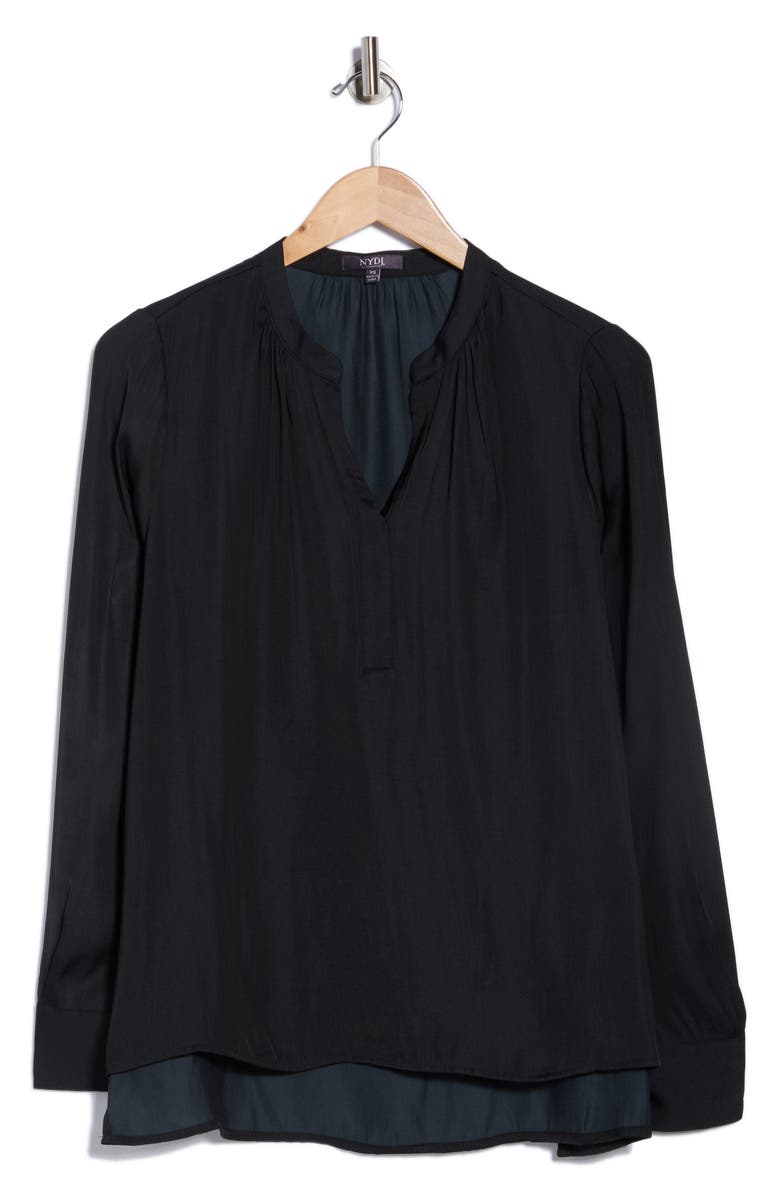 NYDJ Melody Popover Blouse, Alternate, color, Black