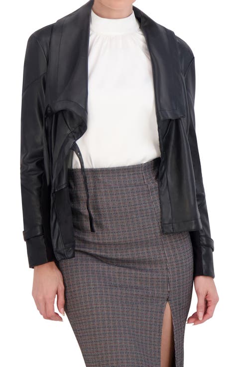 Supersoft Drape Faux Leather Moto Jacket