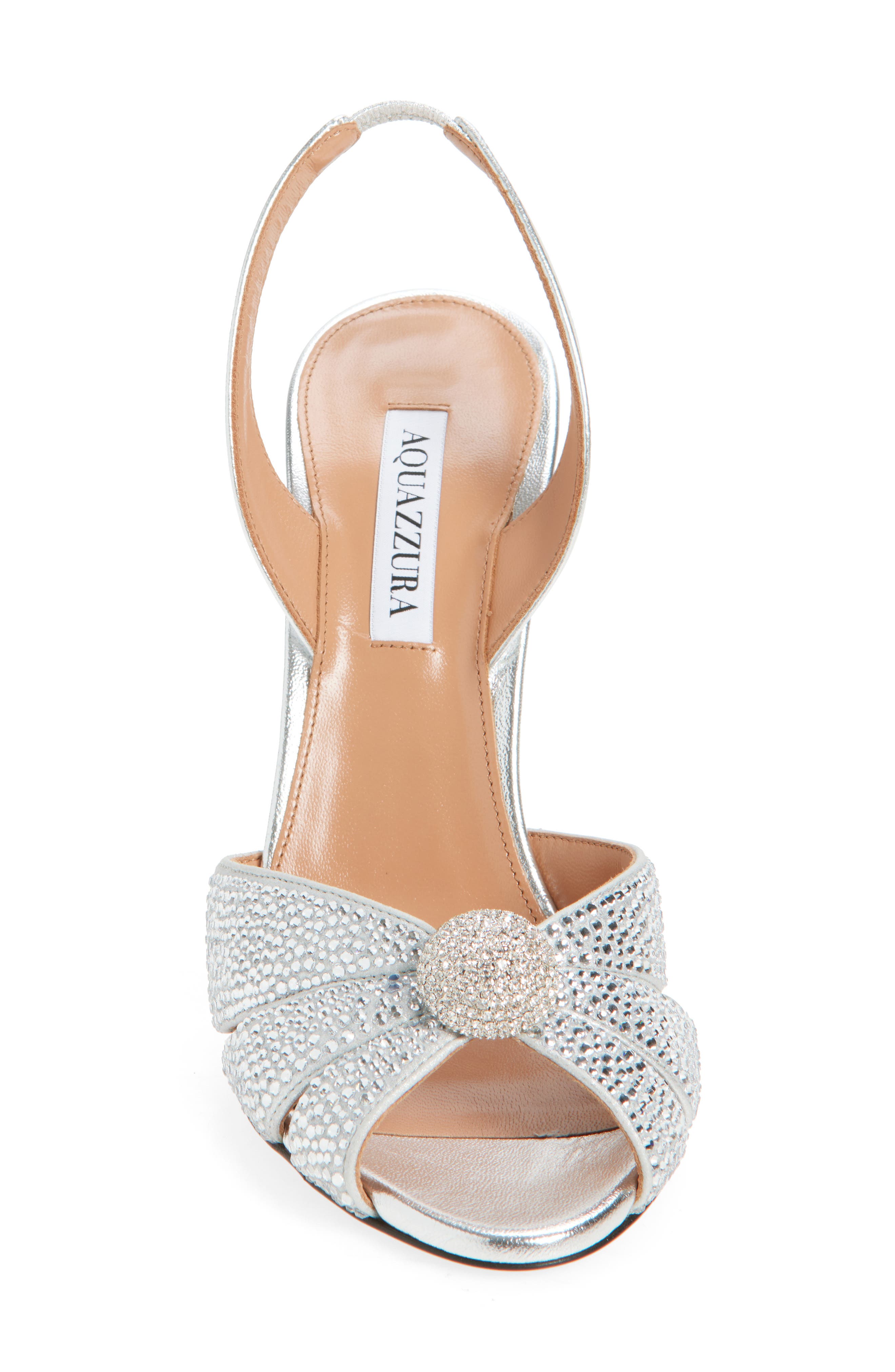 Aquazzura Flirt Slingback Sandal, Alternate, color, Silver