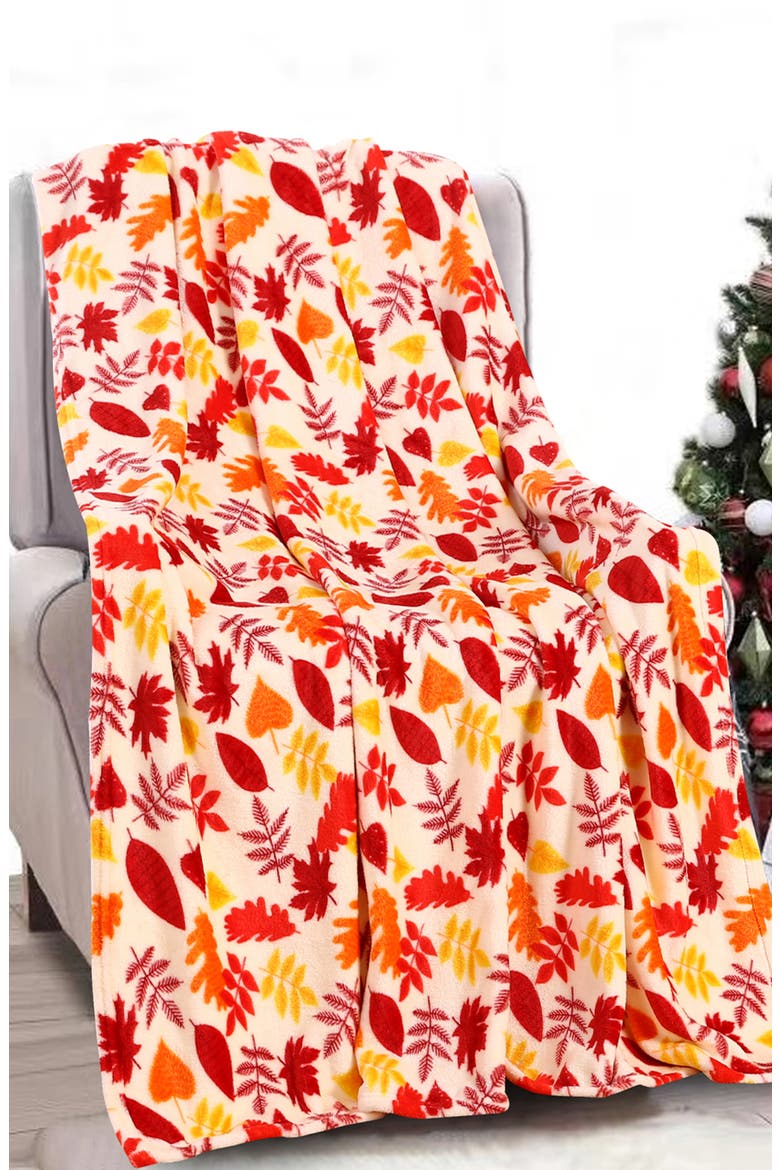 Autumnal Leaf Micro Plush Throw Blanket, Alternate, color, AUTUMN LEAVES