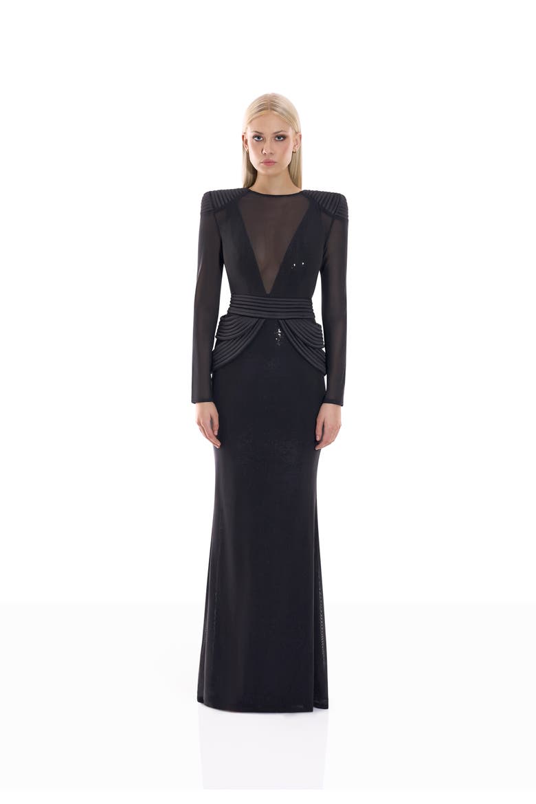 Mimicry 2 pc gown, Main, color, BLACK