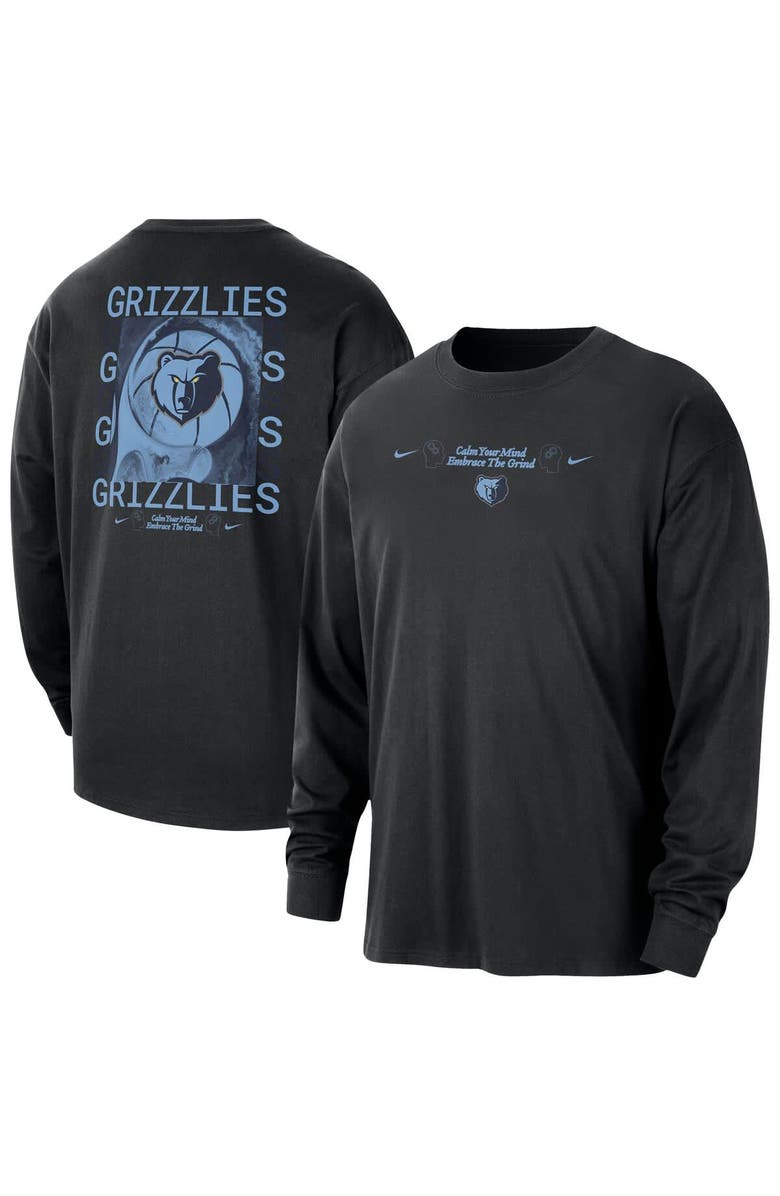 Nike Men's Nike Black Memphis Grizzlies Courtside Oversized Long Sleeve T-Shirt, Alternate, color, Black