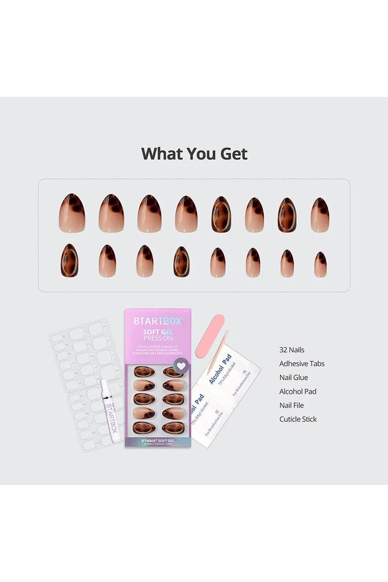 Press-on Nails Almond Nail Set, Alternate, color, Amber Hoops