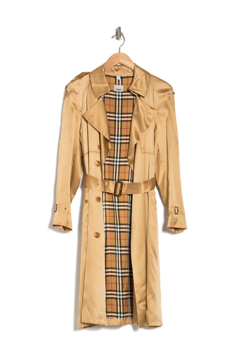 Burberry Silk Satin Trench Coat, Main, color, 