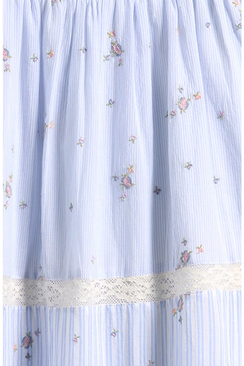 Kids' Rhiannon Floral Lace Trim Tiered Midi Dress, Alternate, color, SKY MIST