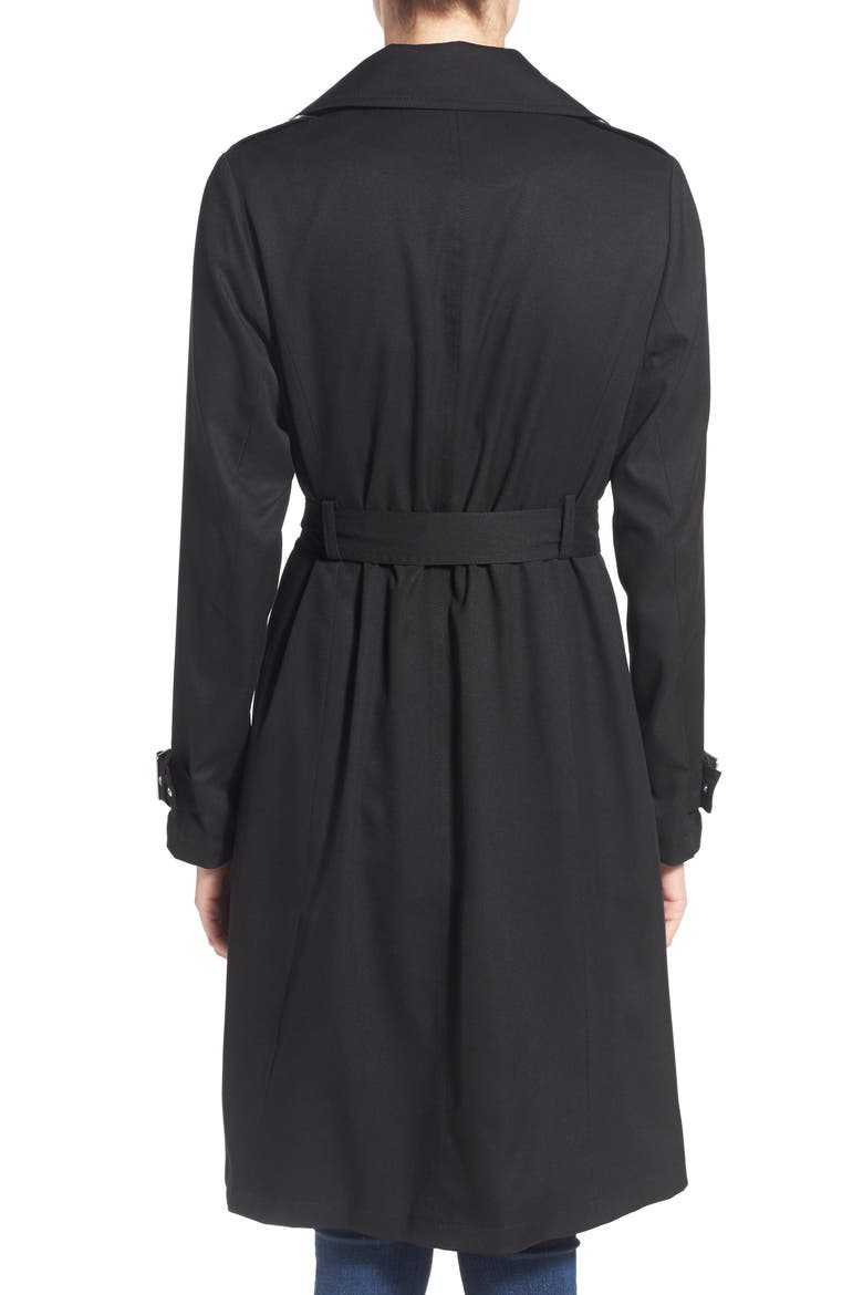 Twill Trench Coat, Alternate, color, BLACK