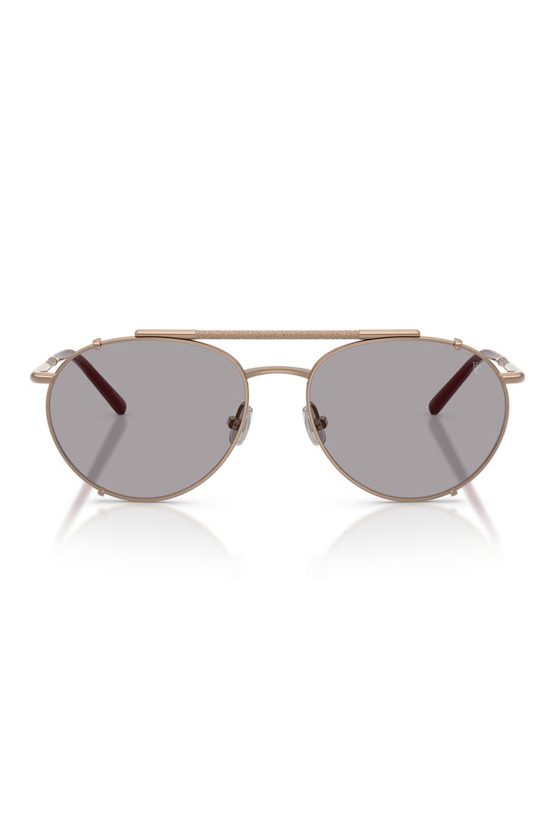56mm Polarized Pilot Sunglasses, Main, color, ROSE GOLD