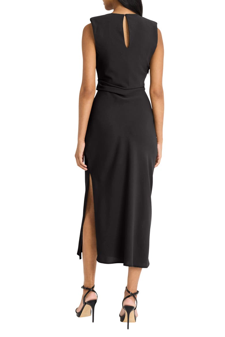 Side Ruched Strapless Midi Dress, Alternate, color, BLACK