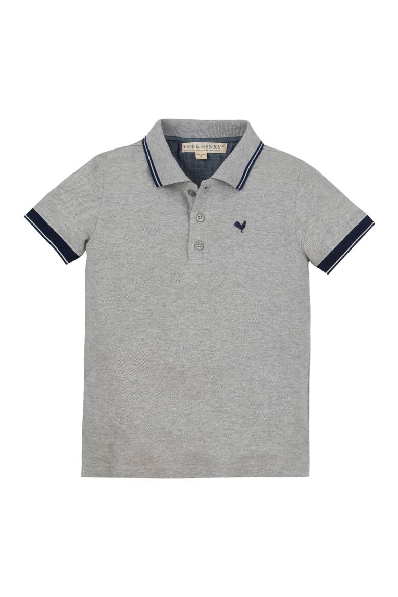 Boys' Organic Pique Polo, Kids, Alternate, color, Dark Gray Heather