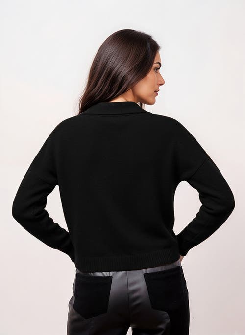 Central Park West Robbie V-neck Polo In Black