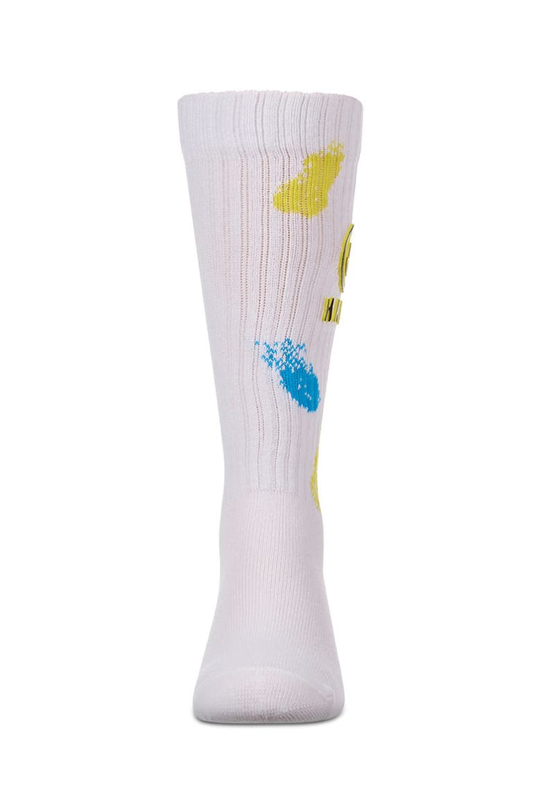 Happy Face High Sock with Splatter Graphics, Alternate, color, Neon Yellow