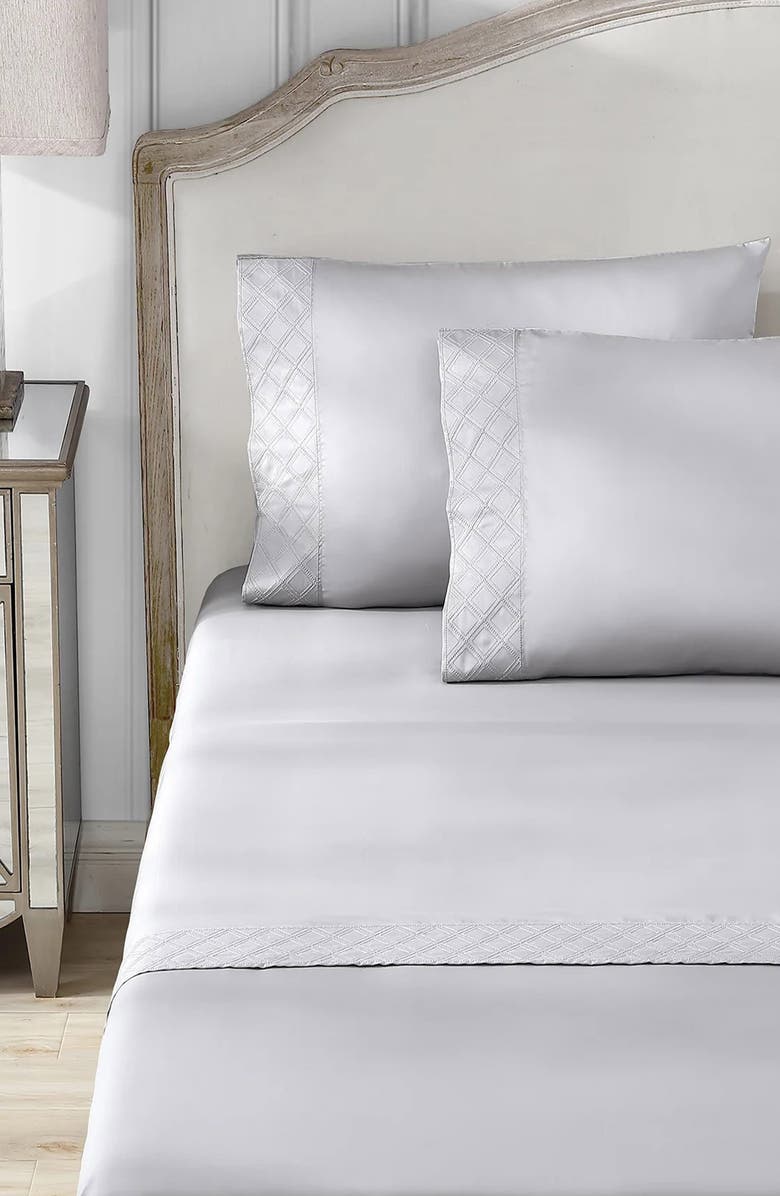 Pure Parima 500 Thread Count Egyptian Cotton Sateen Embroidered Hira Sheet Set, Alternate, color,