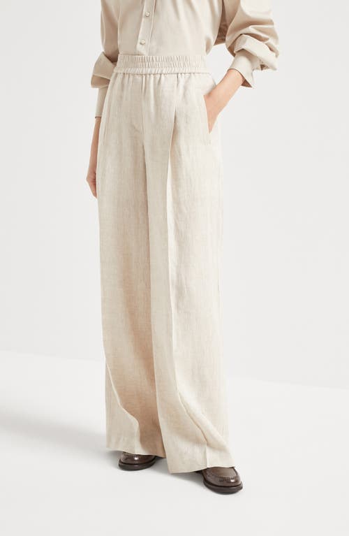 Brunello Cucinelli Women's Délavé Linen Wide Pleated Trousers In Yuta