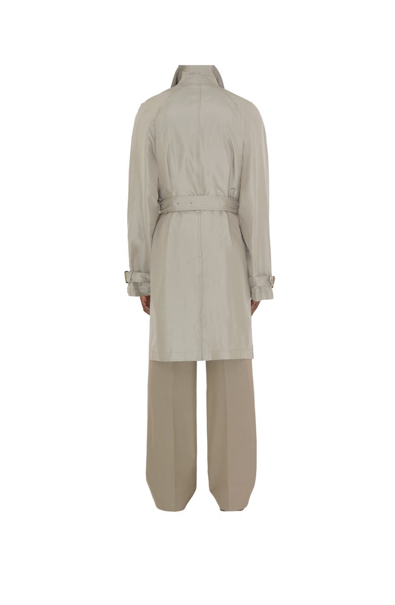 Burberry Long Silk Car Coat, Alternate, color, Castle
