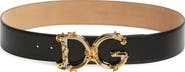 Dolce&Gabbana DG Baroque Buckle Calfskin Leather Belt