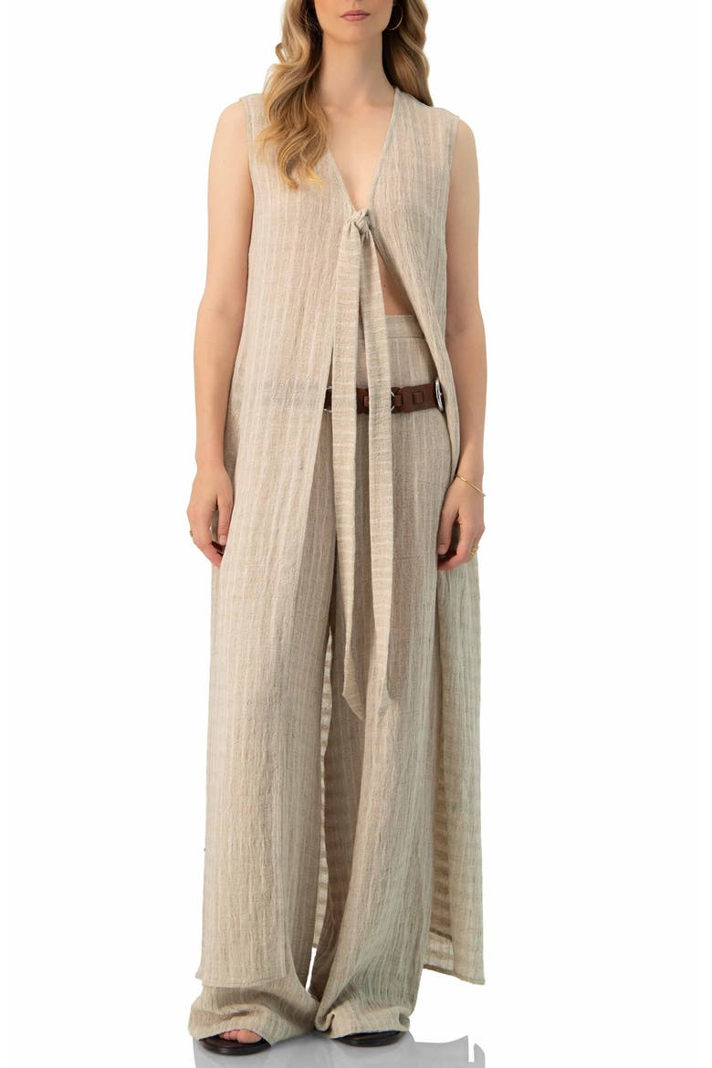 Wide-Leg Elastic Waist Pants, Alternate, color, Ivory