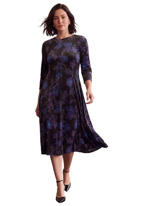 Velour Swing Drape Dress