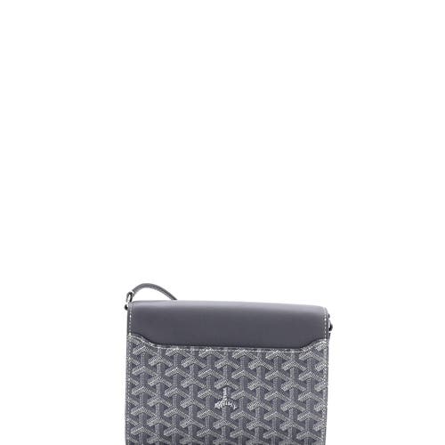 Pre-owned Goyard Goyard Chypre Wallet On Strap Coated Canvas With Leather In Gray