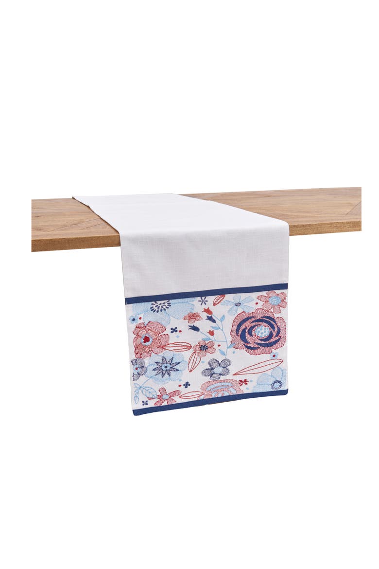 Patriotic Floral 100% Cotton Table Runner 14" x 72", Alternate, color, Red