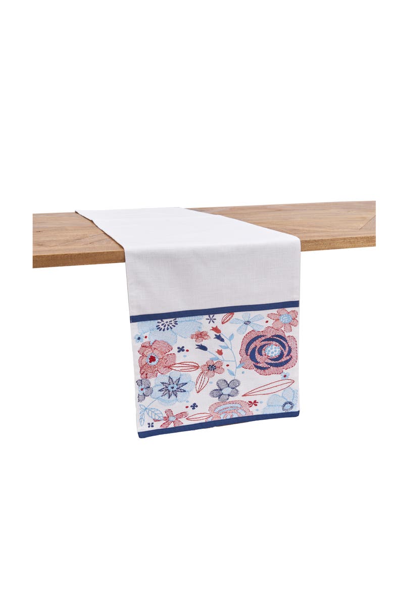 C&F Home Patriotic Floral 100% Cotton Table Runner 14" x 72", Alternate, color, Red